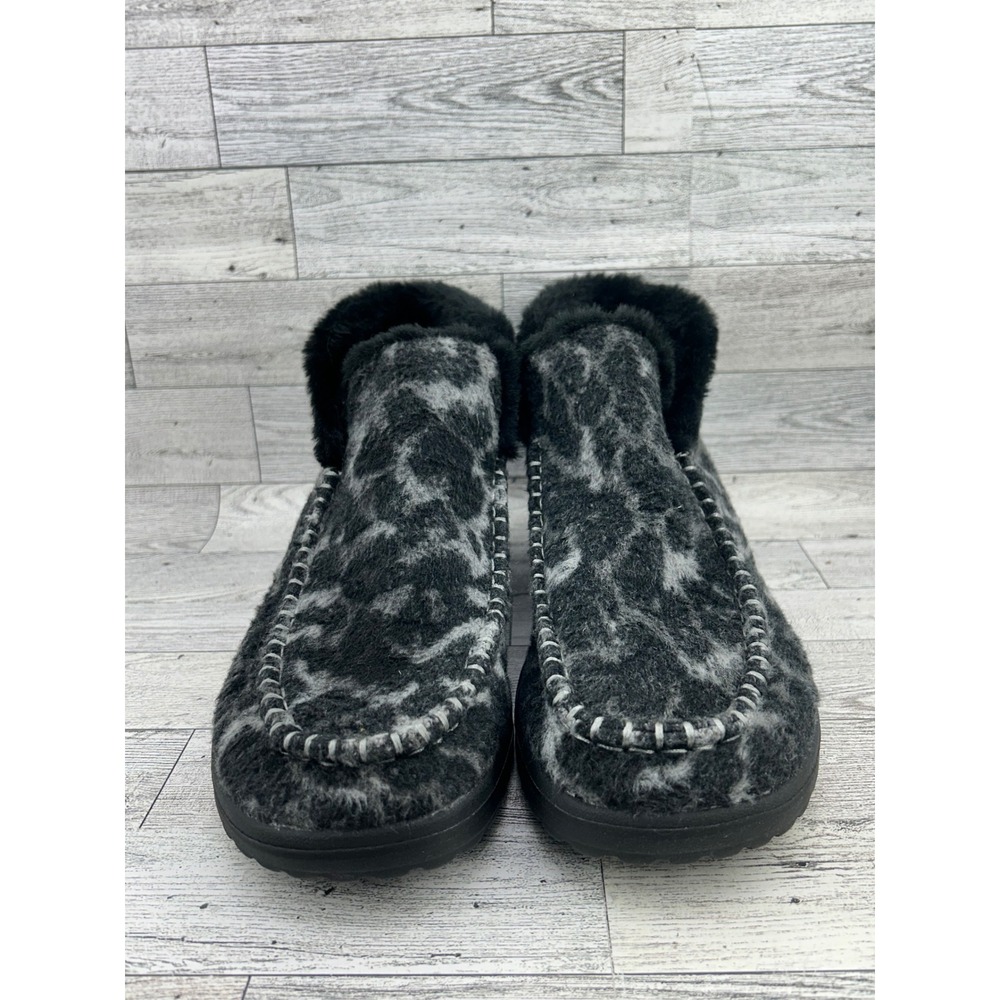 Hey Dude Denny Marble Leopard Grey Black Faux Fur Lined Ankle Boots Women Sz 10 - Picture 4 of 16